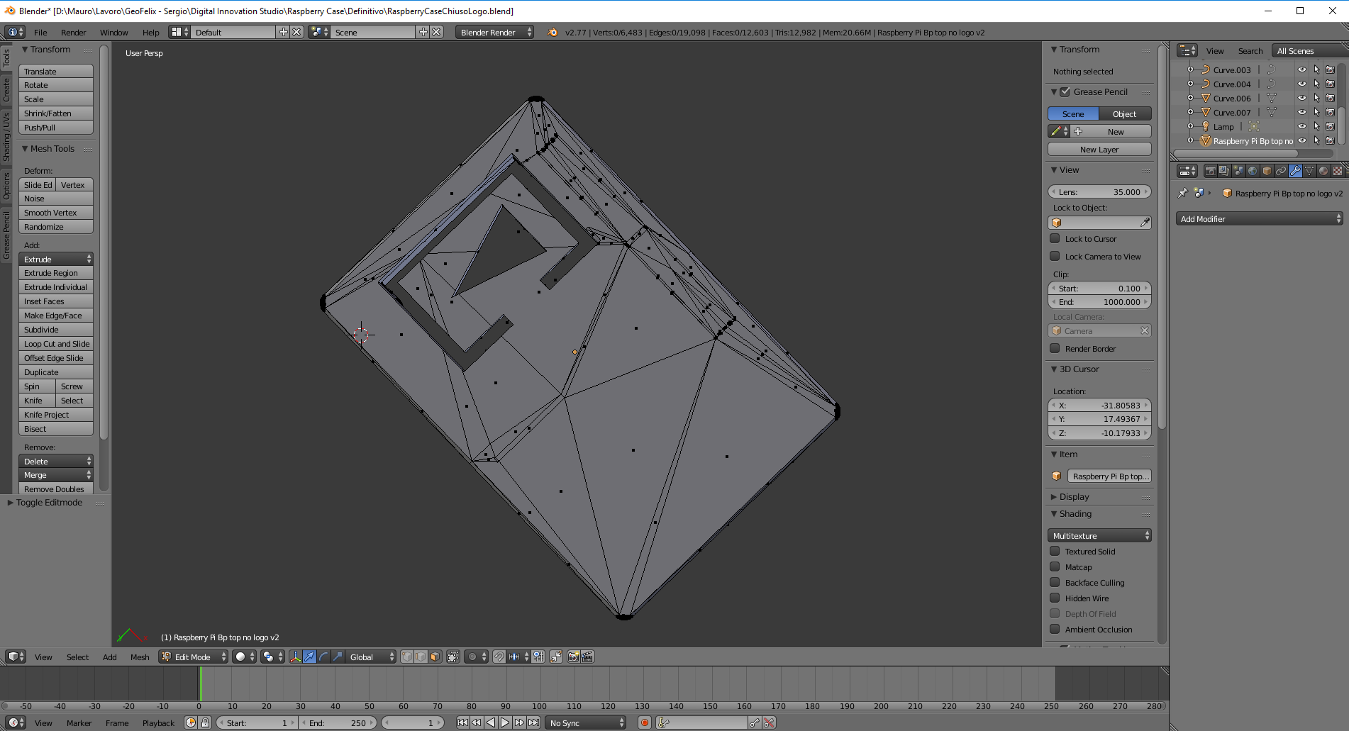 Blender 3D Case Raspberry Logo Geofelix Modellazione e stampa 3D Geofelix