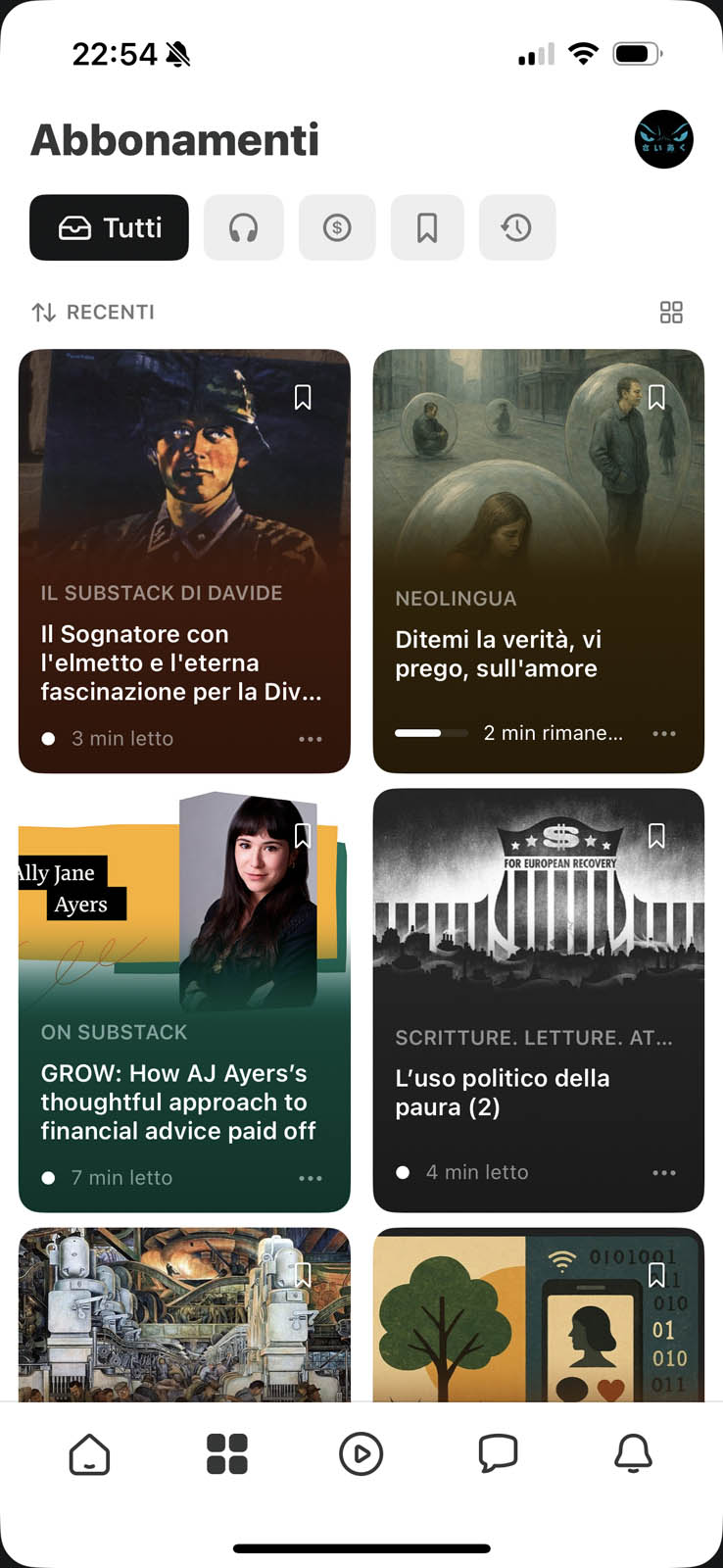 Post delle sole iscrizioni a cui sei abbonato